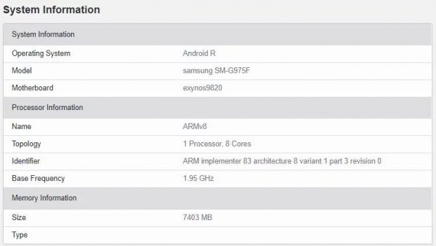 Galaxy S10 Plus geekbench Android 11 620x351 - اندروید 11 برای گلکسی اس 10 پلاس سامسونگ در حال توسعه است