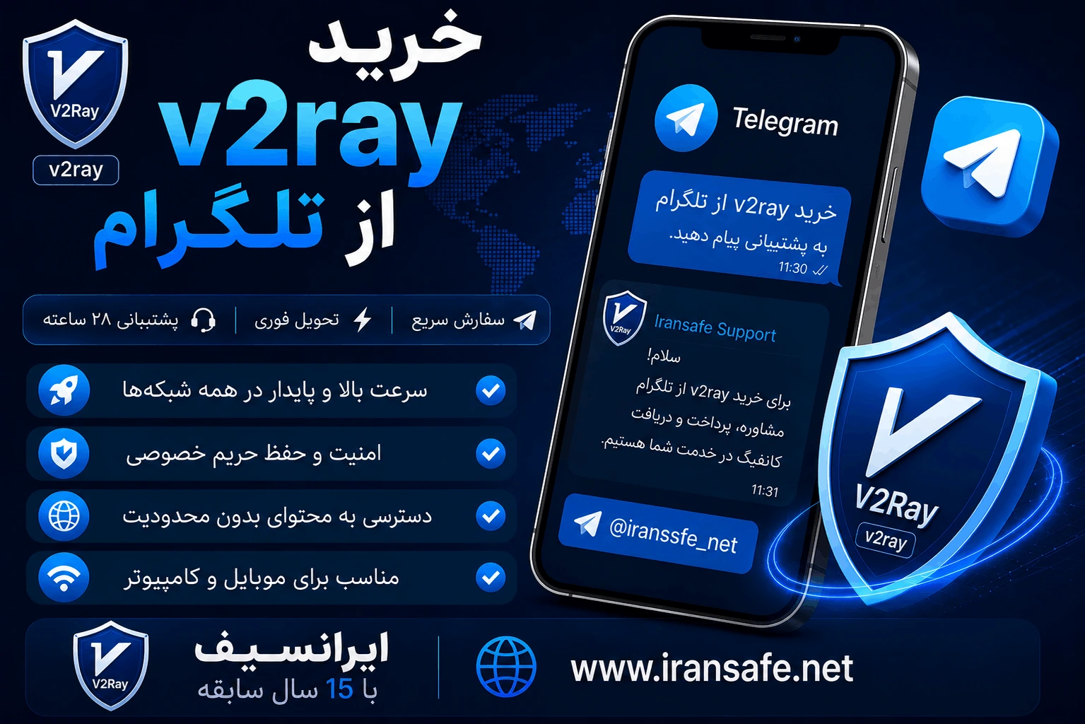 خرید سرویس V2Ray از ایرانسیف با تحویل فوری در تلگرام
