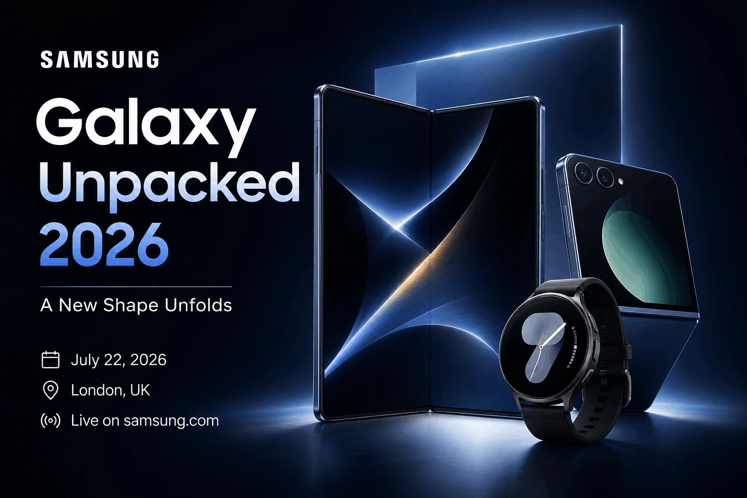 samsung galaxy unpacked 2026 - سامسونگ رویداد Galaxy Unpacked 2026 را برگزار می‌کند؛ نسل جدید گوشی‌های تاشو در راه است